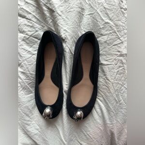 Authentic Alexander McQueen Vintage Skull Ballet Flats Black Suede Skull 35